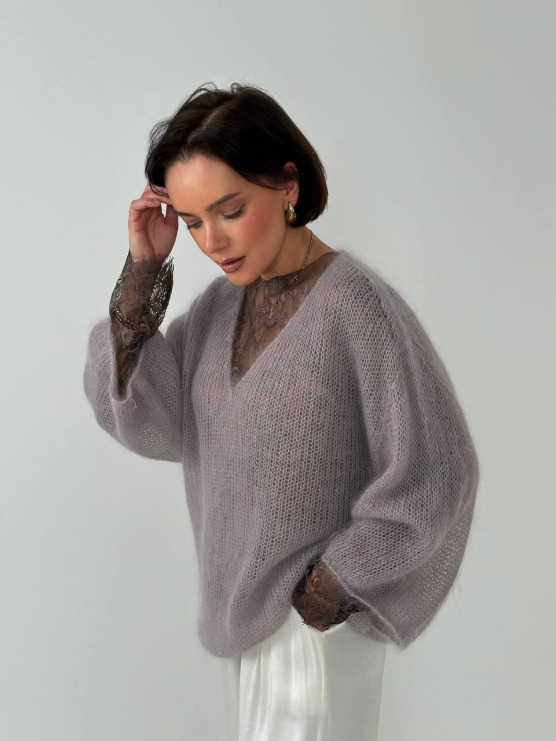 Джемпер-павутинка з V-подібним вирізом FANGO