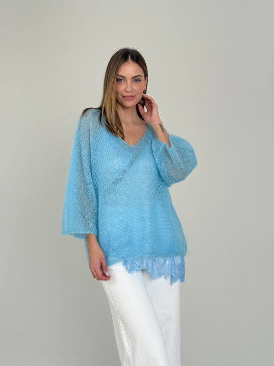 Джемпер-павутинка з V-подібним вирізом TURCHESE