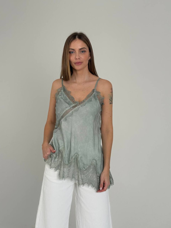 Топ із мереживом та асиметричним низом OLIVA